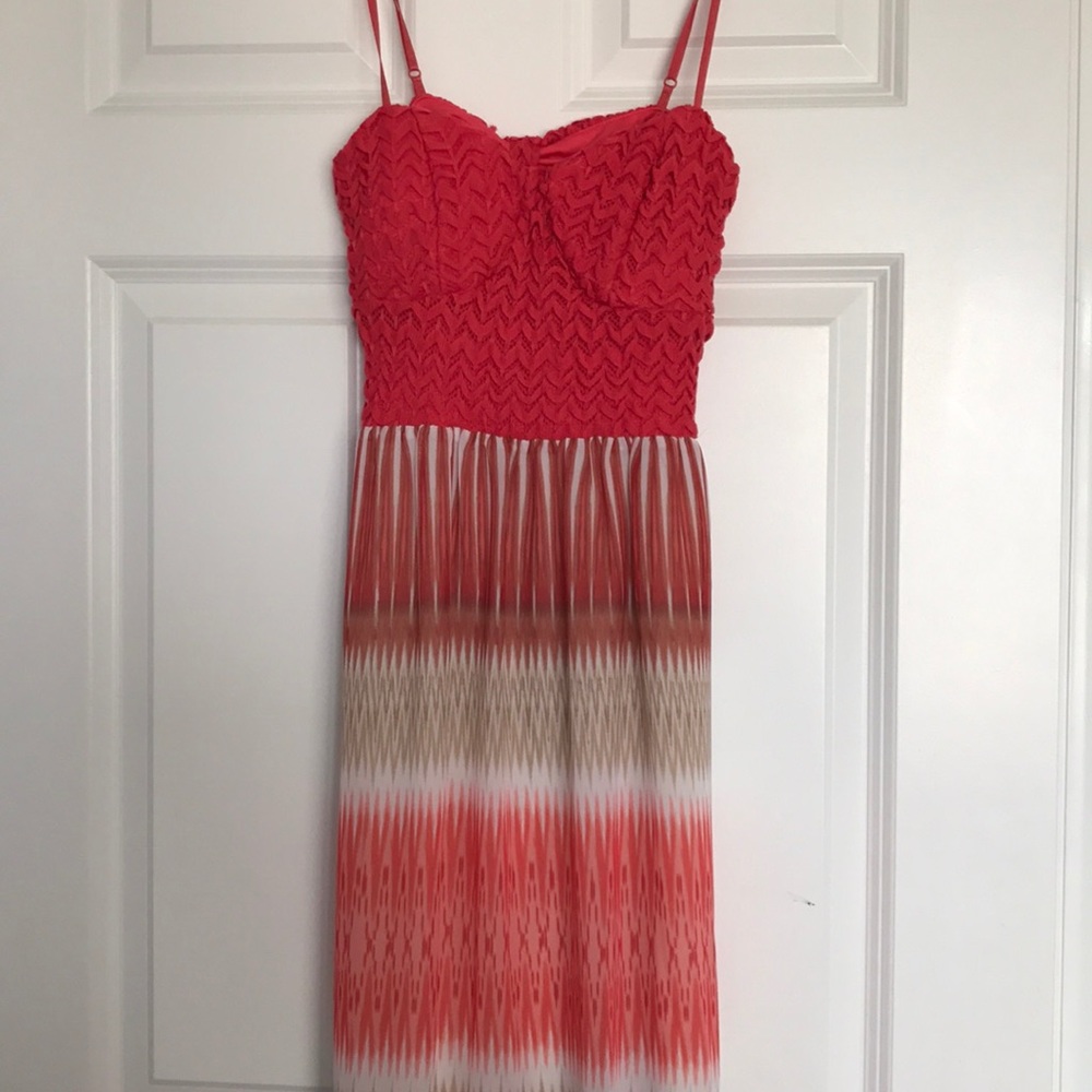 Open-back coral maxi dress